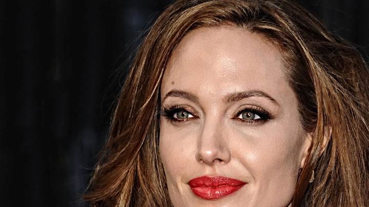 Angelina Jolie Smiling In Red Lips Cute Face Closeup